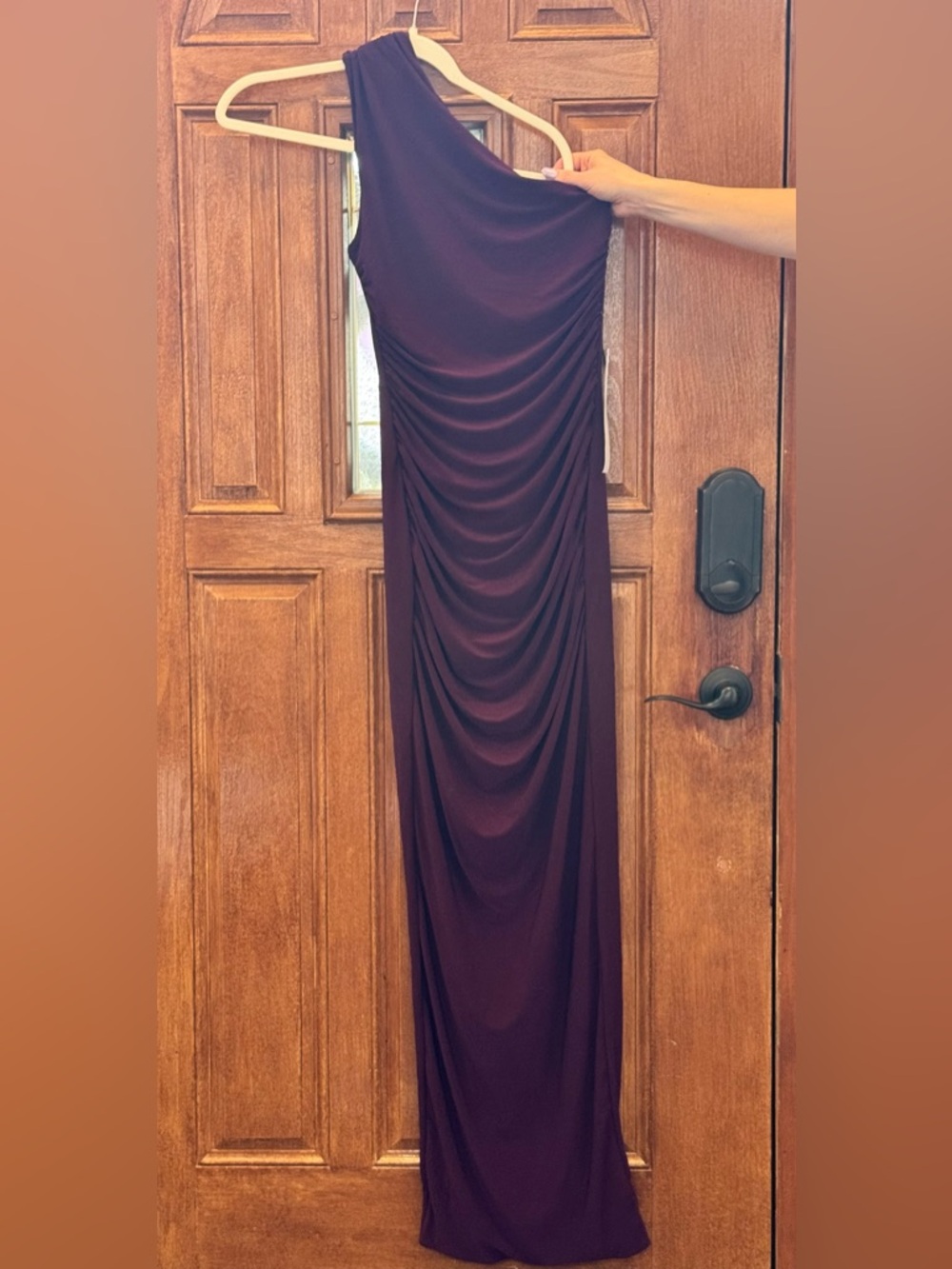 One Shoulder Maxi Dress in Port - NWT